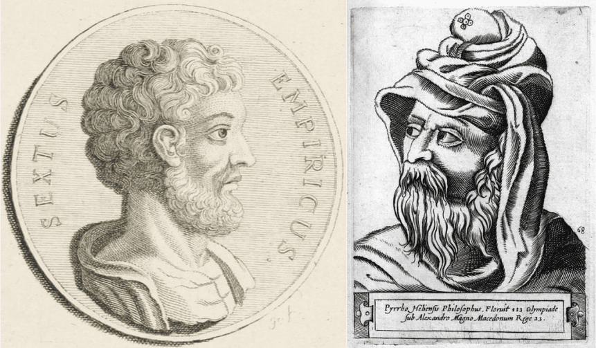 Portrety kluczowych filozofów sceptycznych: Pyrrona i Sekstusa Empiryka. World History Encyclopedia